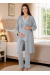 Effortt 3054 Gri Dantel Detaylı Sabahlıklı Lohusa Pijama Takımı